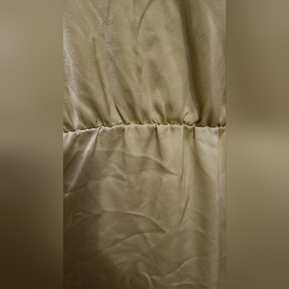 H&M Yellow Green Satin wrap mini dress. Size Large - Picture 14 of 16